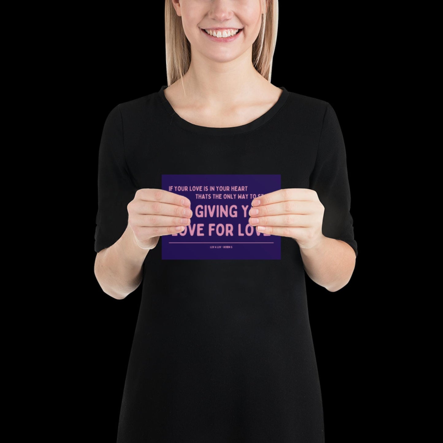 Love for Love (Luv for Luv) Robin S Lyric Print - Navy and Pink - Disco Music Poster Wall Art Retro Inspired Music Bold Typographic Quote