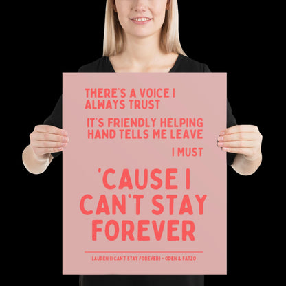 I Can't Stay Forever Red Wall Print
