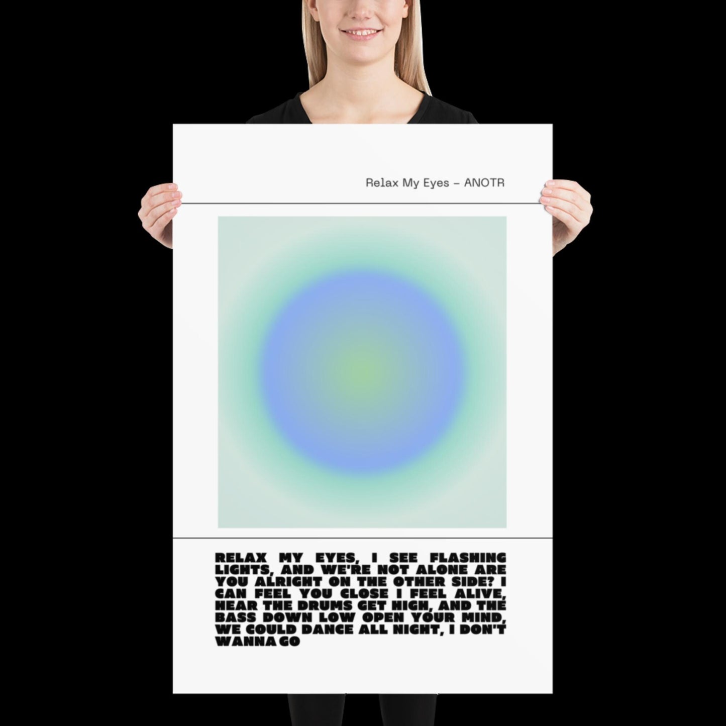 Relax My Eyes Inspired Blue Green Aura Print - ANOTR Wall Art House EDM Ibiza Festival Rave Art Decor House Music Lovers Disco Ball Funky