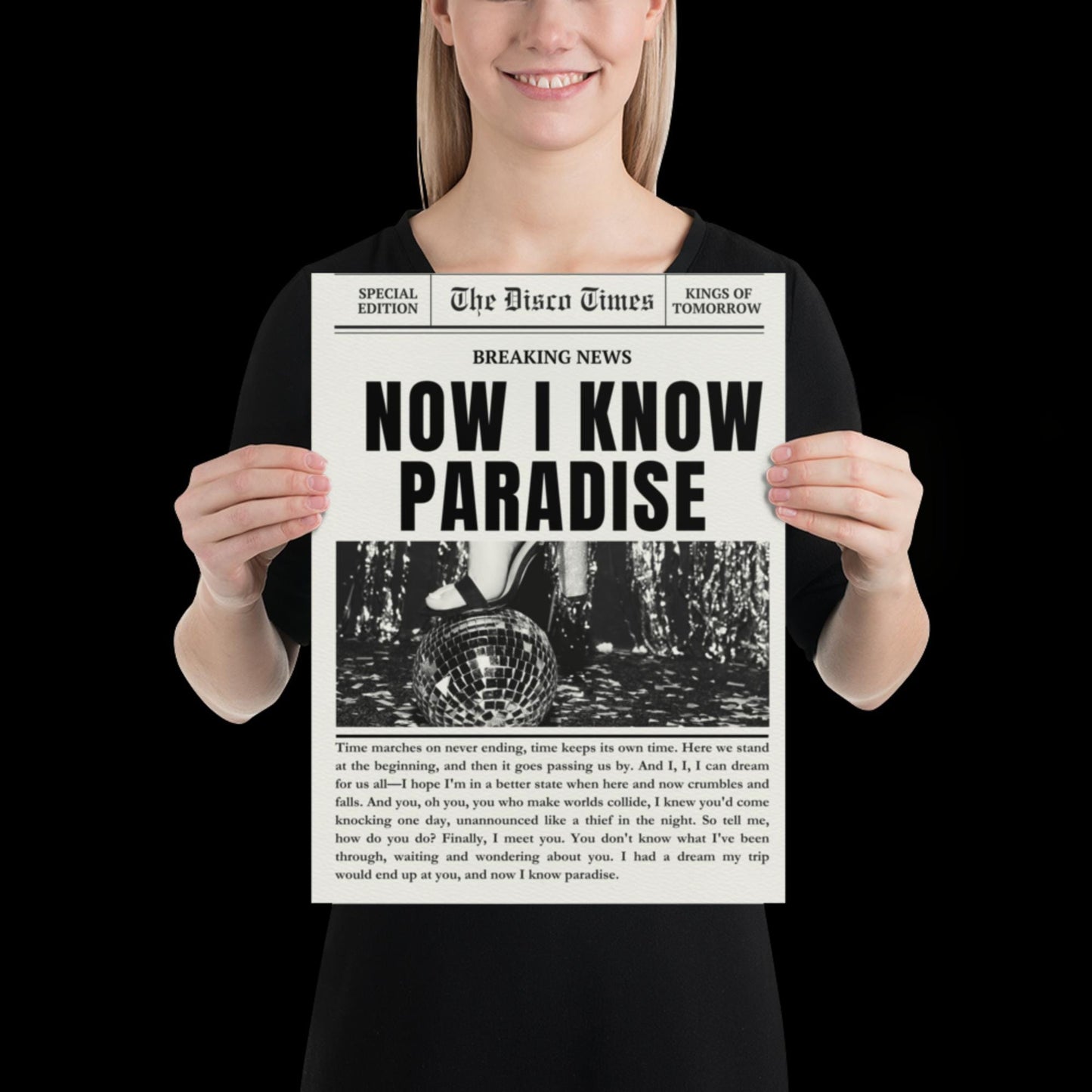 Finally Kings of Tomorrow Inspired Newspaper Lyric Print Off-White and Black 02 - Ibiza Funky Disco House Music A1 A2 A3 Typographic Ball