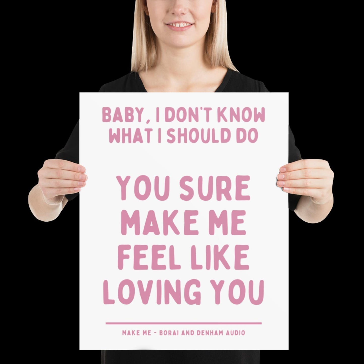 Make Me Inspired Pink and White Print - Borai Denham Audio Ibiza Bold Typographic Colourful House Music Poster Groovy Bar Disco Funky