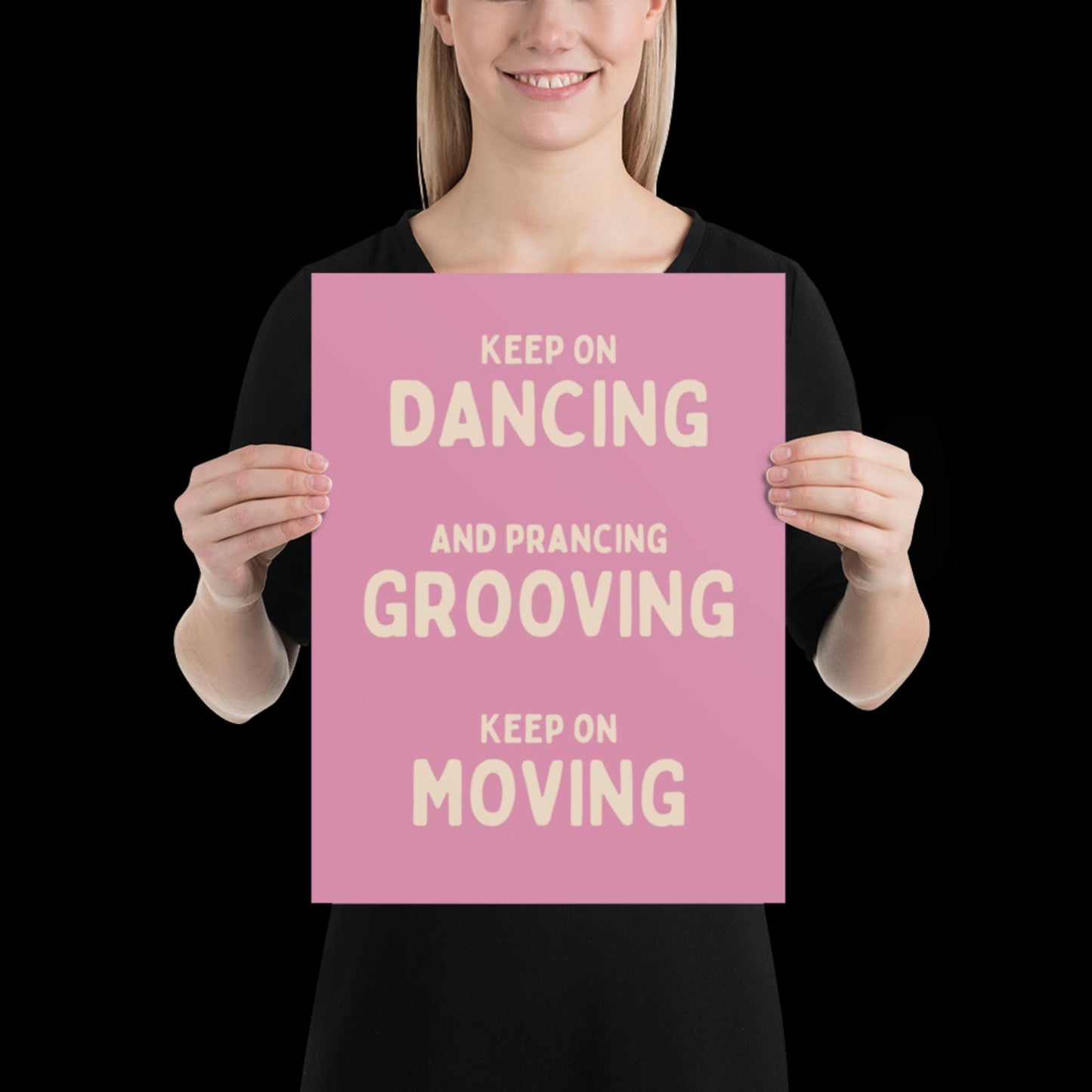 Music is The Answer Typographic Pink and Beige Wall Print - Ibiza Art Bold Typographic Colourful House Music Poster Groovy Bar Disco Funky