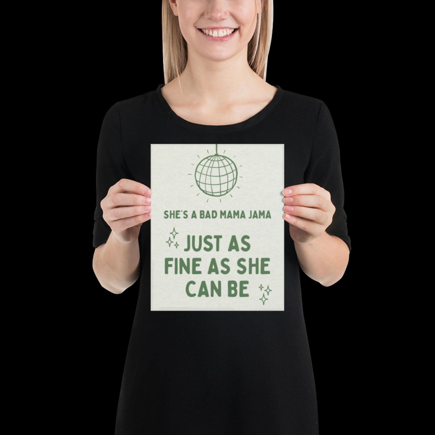 She's a Bad Mama Jama Carl Carlton Lyric Print | House Music Poster | Quote Print | Typographic | Disco Decor | Disco Ball Wall Print | Gift
