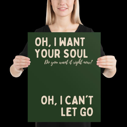 I Want Your Soul Inspired Armand Van Helden Green Print - Ibiza Art Bold Typographic Colourful House Music Poster Groovy Bar Disco Funky