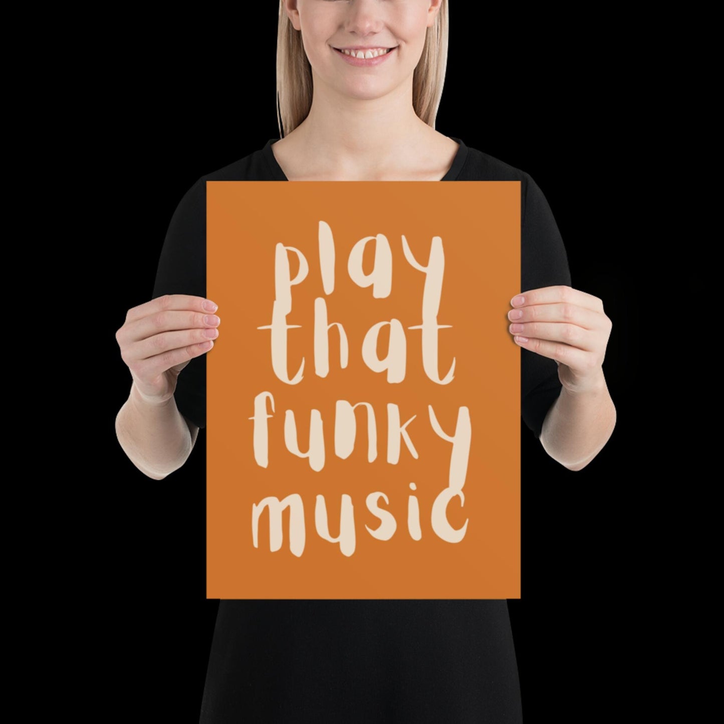Play That Funky Music Orange and Beige - Print House Music Music Poster Wall Art Typographic Wall Decor Lyric Retro Funky Ibiza Groovy