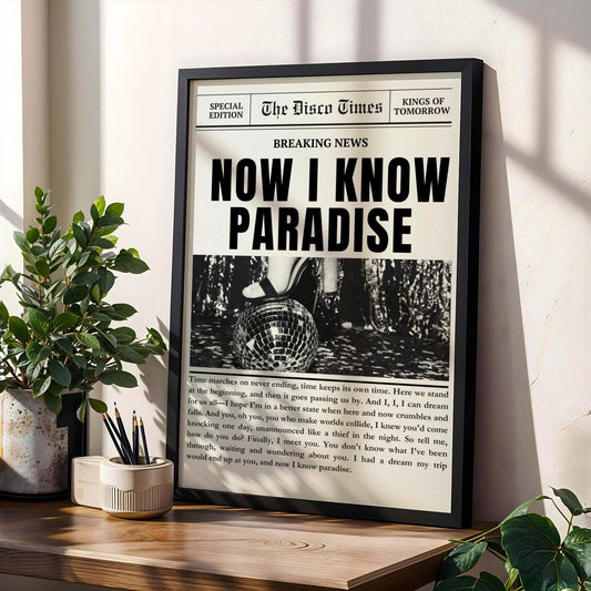 Finally Kings of Tomorrow Inspired Newspaper Lyric Print Off-White and Black 02 - Ibiza Funky Disco House Music A1 A2 A3 Typographic Ball