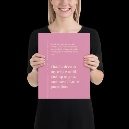 Finally Kings of Tomorrow Inspired Lyric Print Pink and Beige - Ibiza Funky Disco House Music A1 A2 A3 Typographic Disco Ball