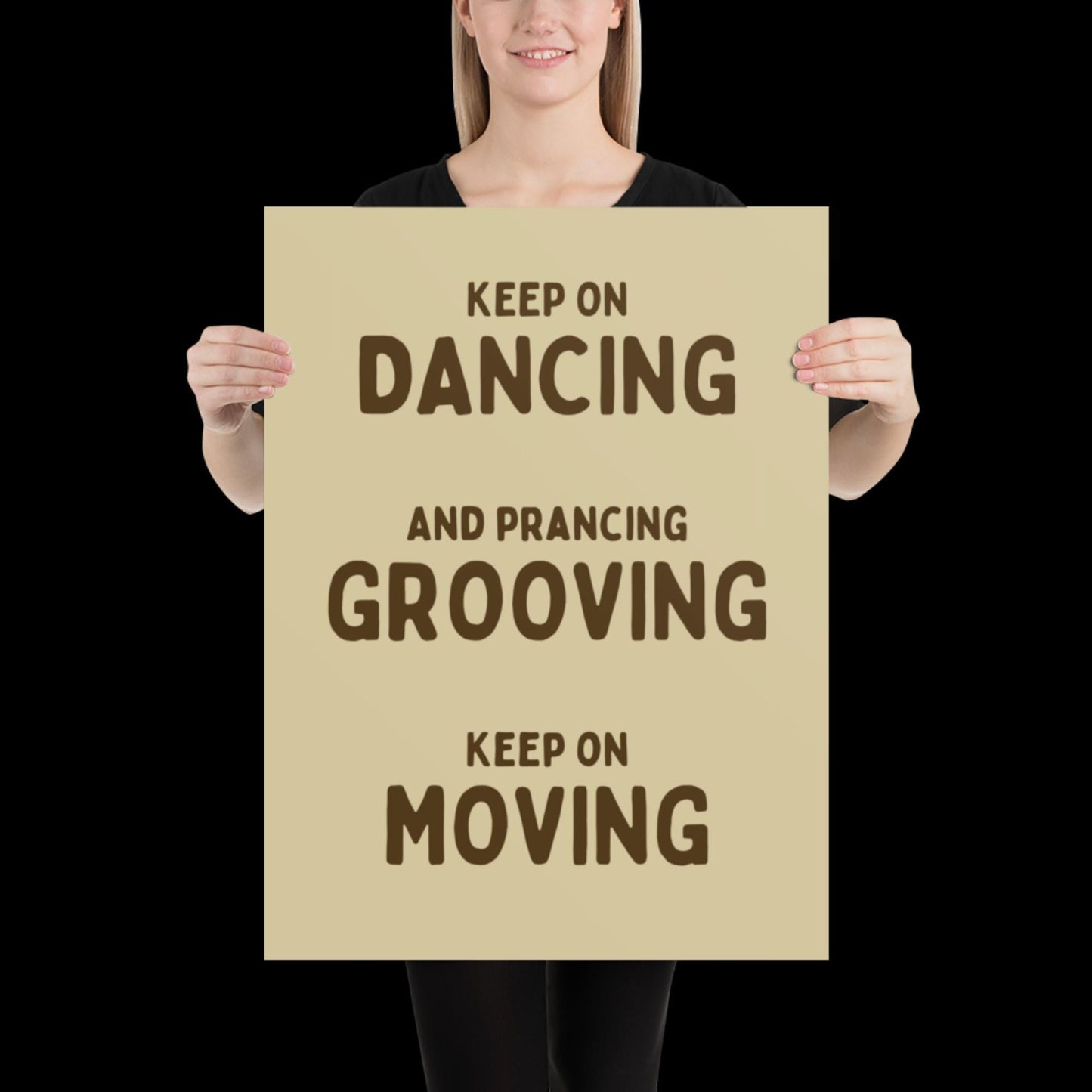 Music is The Answer Typographic Beige/Gold Wall Print - Ibiza Art Bold Typographic Colourful House Music Poster Groovy Bar Disco Funky