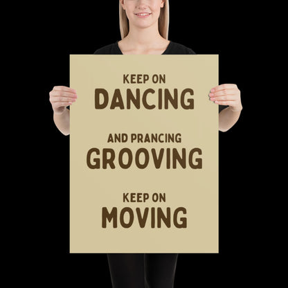 Music is The Answer Typographic Beige/Gold Wall Print - Ibiza Art Bold Typographic Colourful House Music Poster Groovy Bar Disco Funky