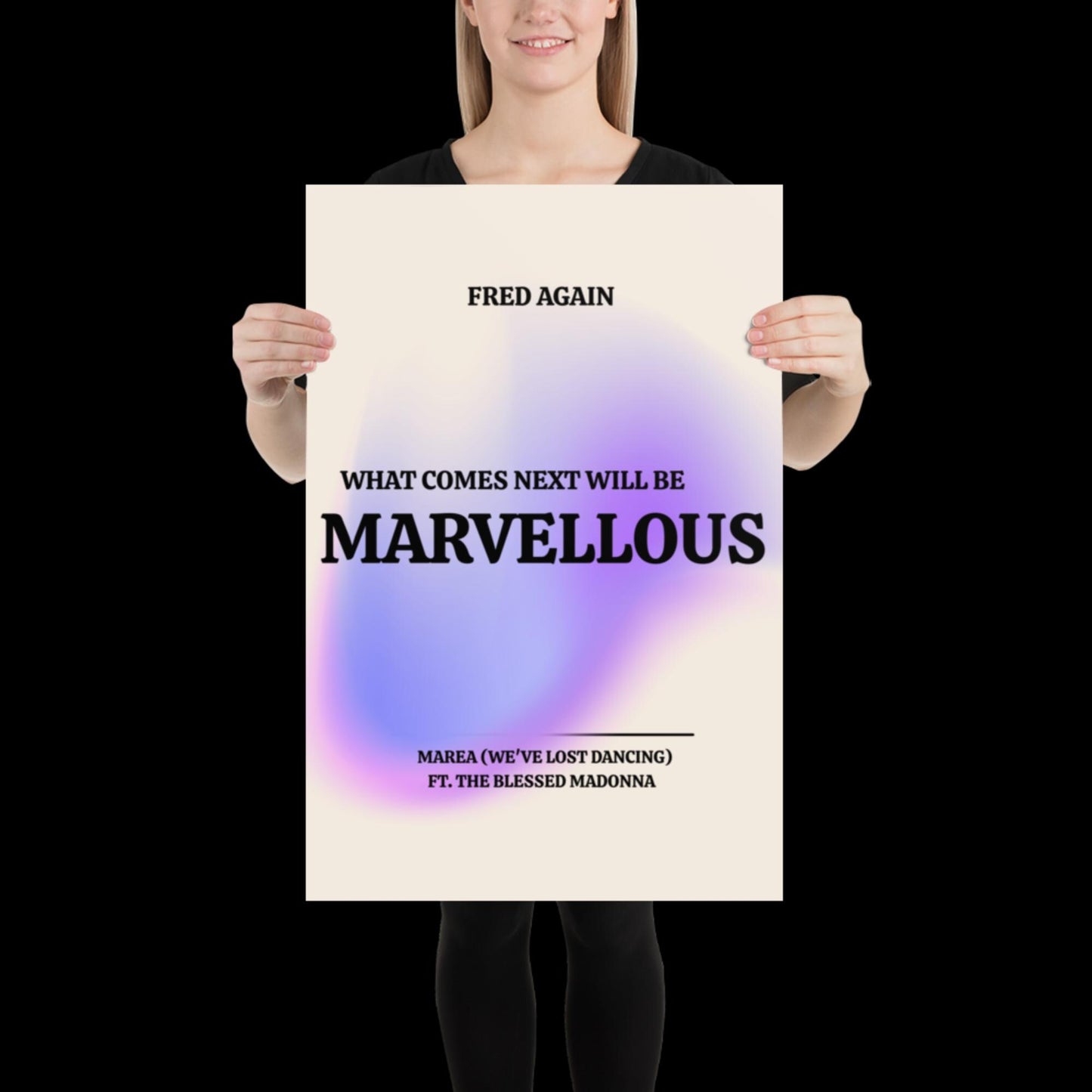 What Comes Next Will Be Marvellous Pink Lyrics Print | Fred Again Purple Blue Aura | House music | Techno music | Music Lyric Art | Disco