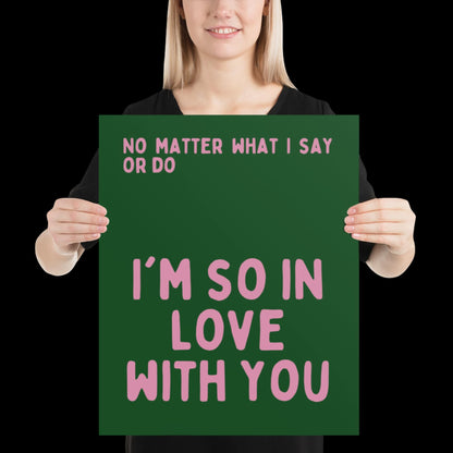I'm So In Love With You Green and Pink Wall Print - Ibiza Colourful Funny Cute Birthday Art Gift Unique Funky House Music Poster Lyrics