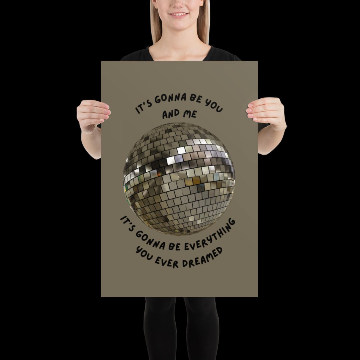 You and Me Silver Gray Disco Ball Wall Print - Ibiza Colourful Funny Cute Birthday Christmas Gift Unique Leopard Cocktail