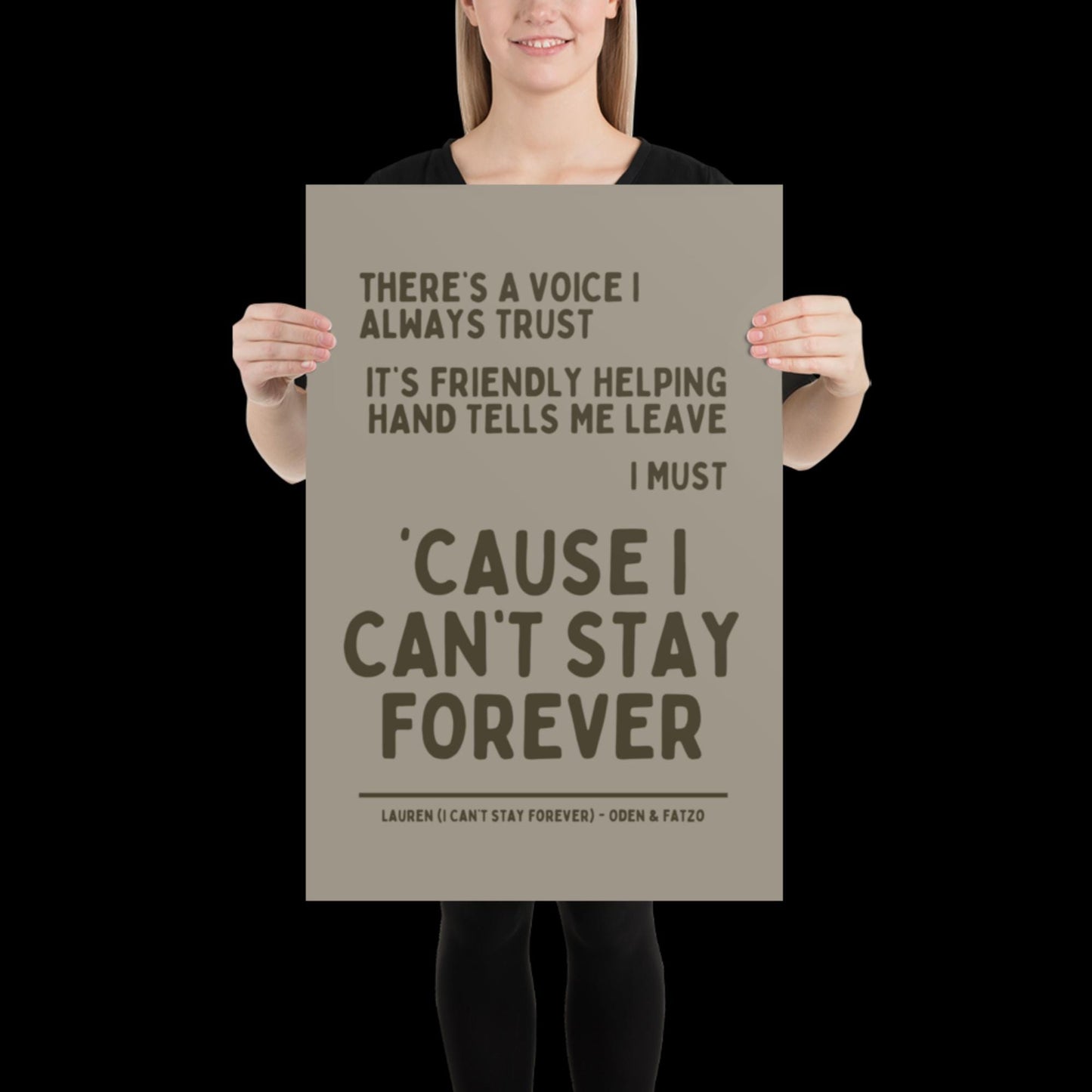 I Can't Stay Forever Beige Silver Wall Print - Ibiza Colourful Funny Cute Birthday Art Gift Unique Funky House Music Poster Lyrics
