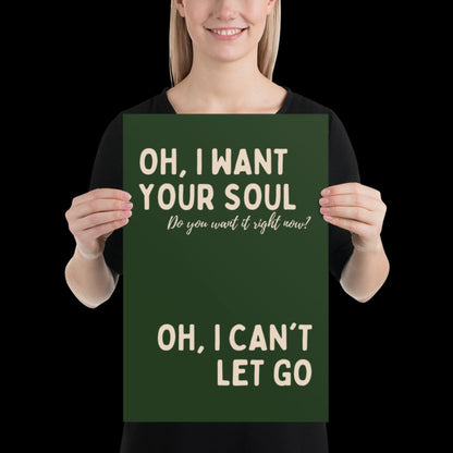 I Want Your Soul Inspired Armand Van Helden Green Print - Ibiza Art Bold Typographic Colourful House Music Poster Groovy Bar Disco Funky