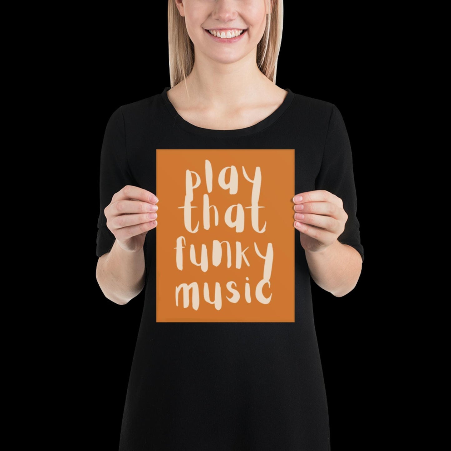 Play That Funky Music Orange and Beige - Print House Music Music Poster Wall Art Typographic Wall Decor Lyric Retro Funky Ibiza Groovy
