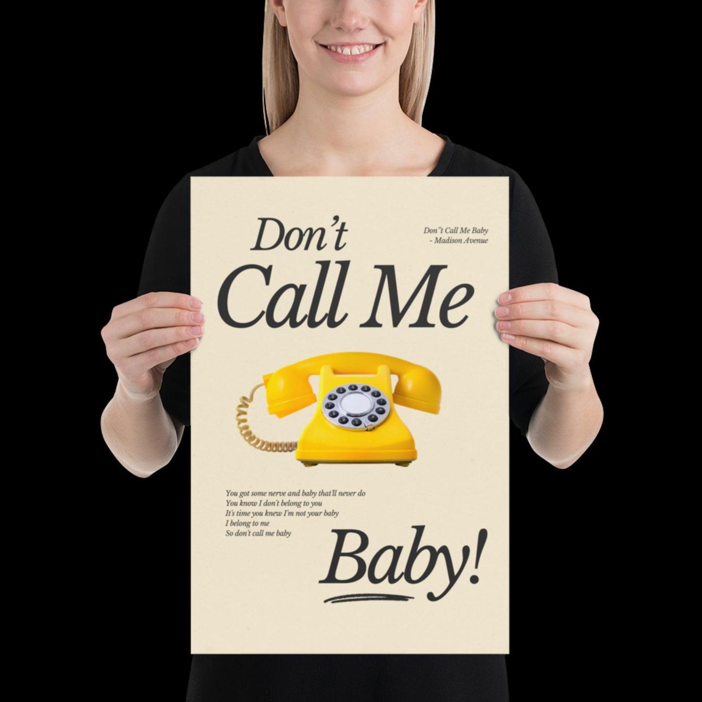Don't Call Me Baby Print | Madison Avenue | House Music Poster | Lyric Print | Music Poster | Wall Art | House Music | Wall Decor | DJ Ibiza