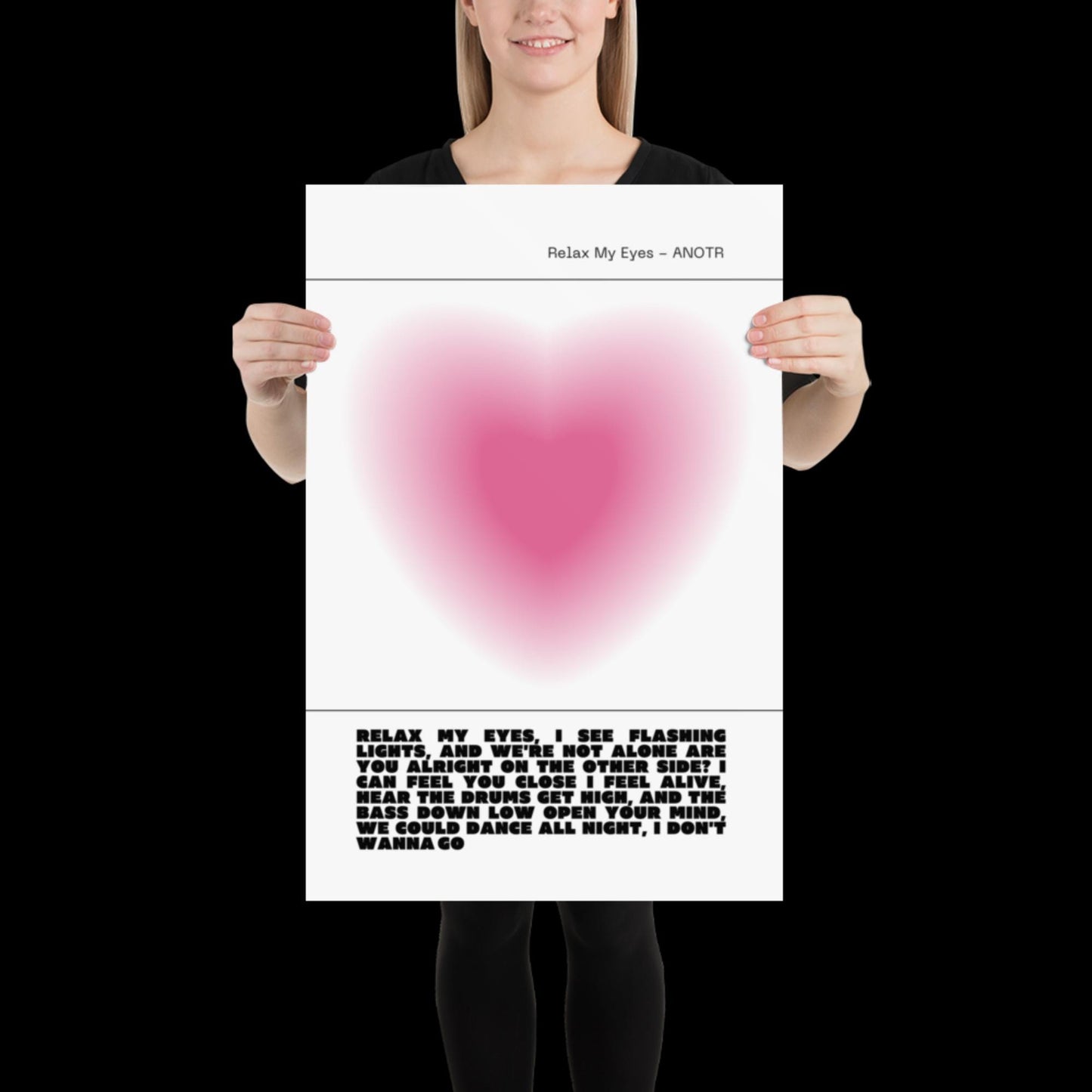 Relax My Eyes Inspired Pink Heart Aura Print - ANOTR Wall Art House EDM Ibiza Festival Rave Art Decor House Music Lovers Disco Ball Funky