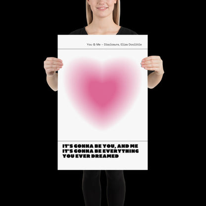 You and Me Pink Heart Aura Print - Disclosure Wall Art for House EDM Ibiza Festival Rave Art Decor House Music Disco Ball Funky