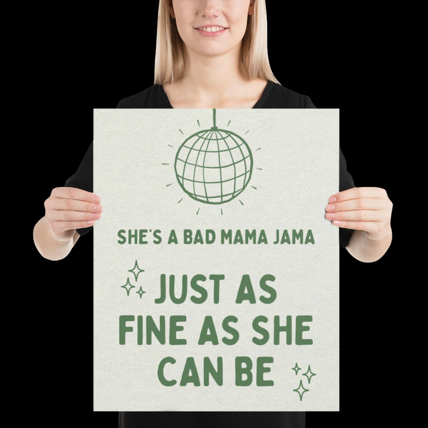 She's a Bad Mama Jama Carl Carlton Lyric Print | House Music Poster | Quote Print | Typographic | Disco Decor | Disco Ball Wall Print | Gift