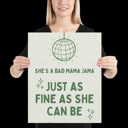 She's a Bad Mama Jama Carl Carlton Lyric Print | House Music Poster | Quote Print | Typographic | Disco Decor | Disco Ball Wall Print | Gift