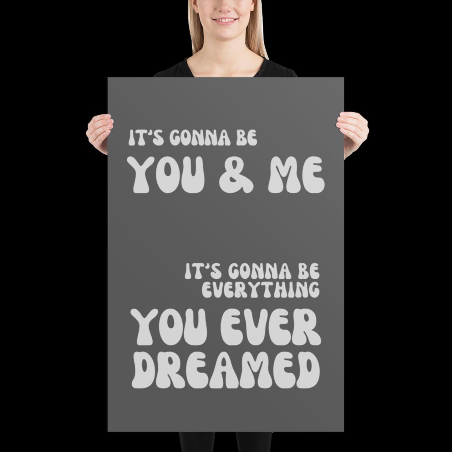 You and Me Grey Silver Lyrics Wall Print - Ibiza Colourful Funny Cute Birthday Christmas Gift Unique Leopard Cocktail House Music