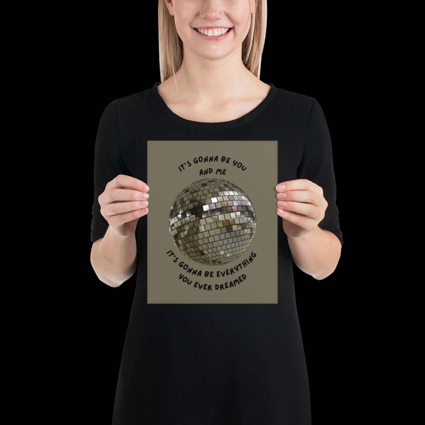 You and Me Silver Gray Disco Ball Wall Print - Ibiza Colourful Funny Cute Birthday Christmas Gift Unique Leopard Cocktail