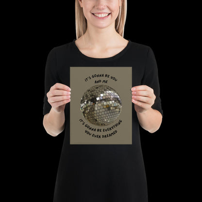You and Me Silver Gray Disco Ball Wall Print - Ibiza Colourful Funny Cute Birthday Christmas Gift Unique Leopard Cocktail