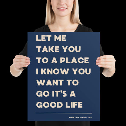 It's a Good Life Navy Blue & Beige Lyric Wall Print | Music Poster | Wall Art | A5 A4 A3 | Typographic | Lyrics | Custom Print | Wall Decor