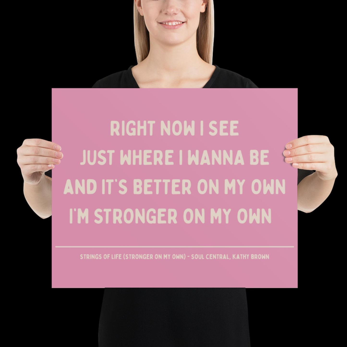Strings of Life Soul Central Lyric Print - Pink and Beige - Disco Music Poster Wall Art Retro Inspired Music Bold Typographic Quote