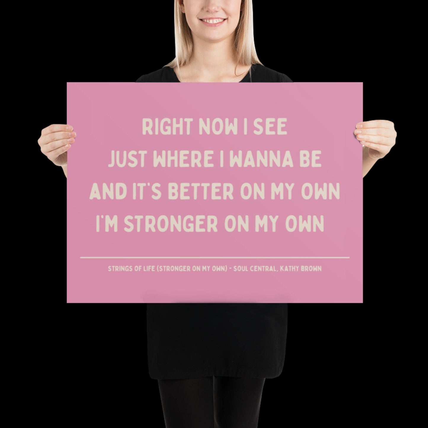 Strings of Life Soul Central Lyric Print - Pink and Beige - Disco Music Poster Wall Art Retro Inspired Music Bold Typographic Quote