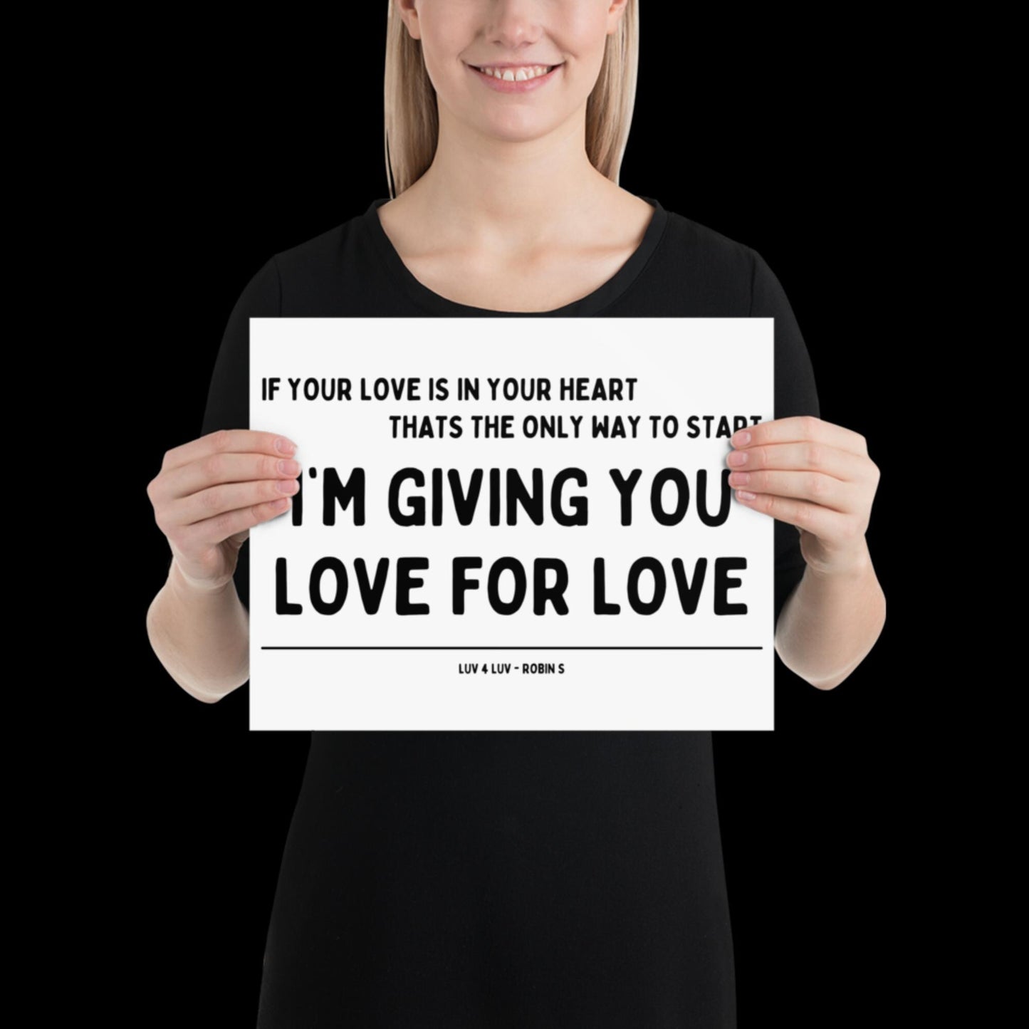 Love for Love (Luv for Luv) Robin S Lyric Print - Black and White - Disco Music Poster Wall Art Retro Inspired Music Bold Typographic Quote