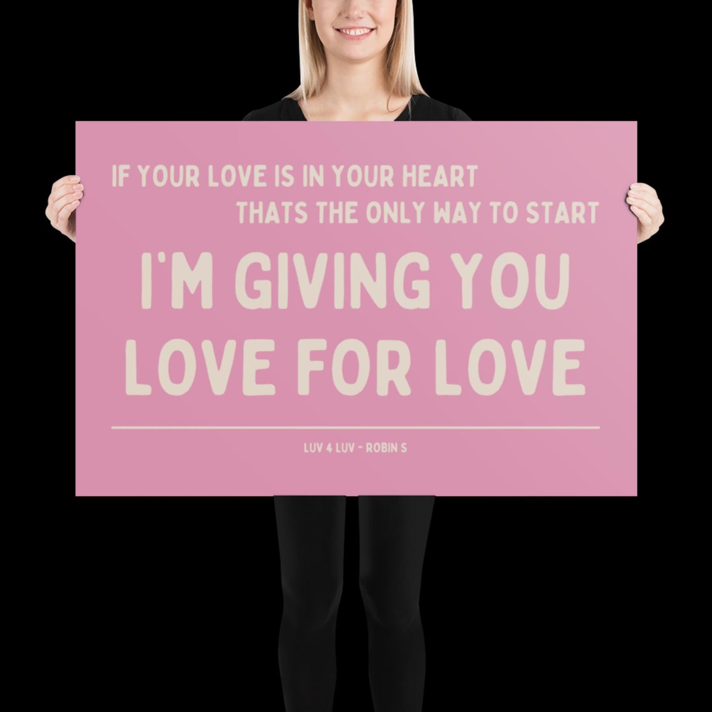 Love for Love (Luv for Luv) Robin S Lyric Print - Pink and Beige - Disco Music Poster Wall Art Retro Inspired Music Bold Typographic Quote