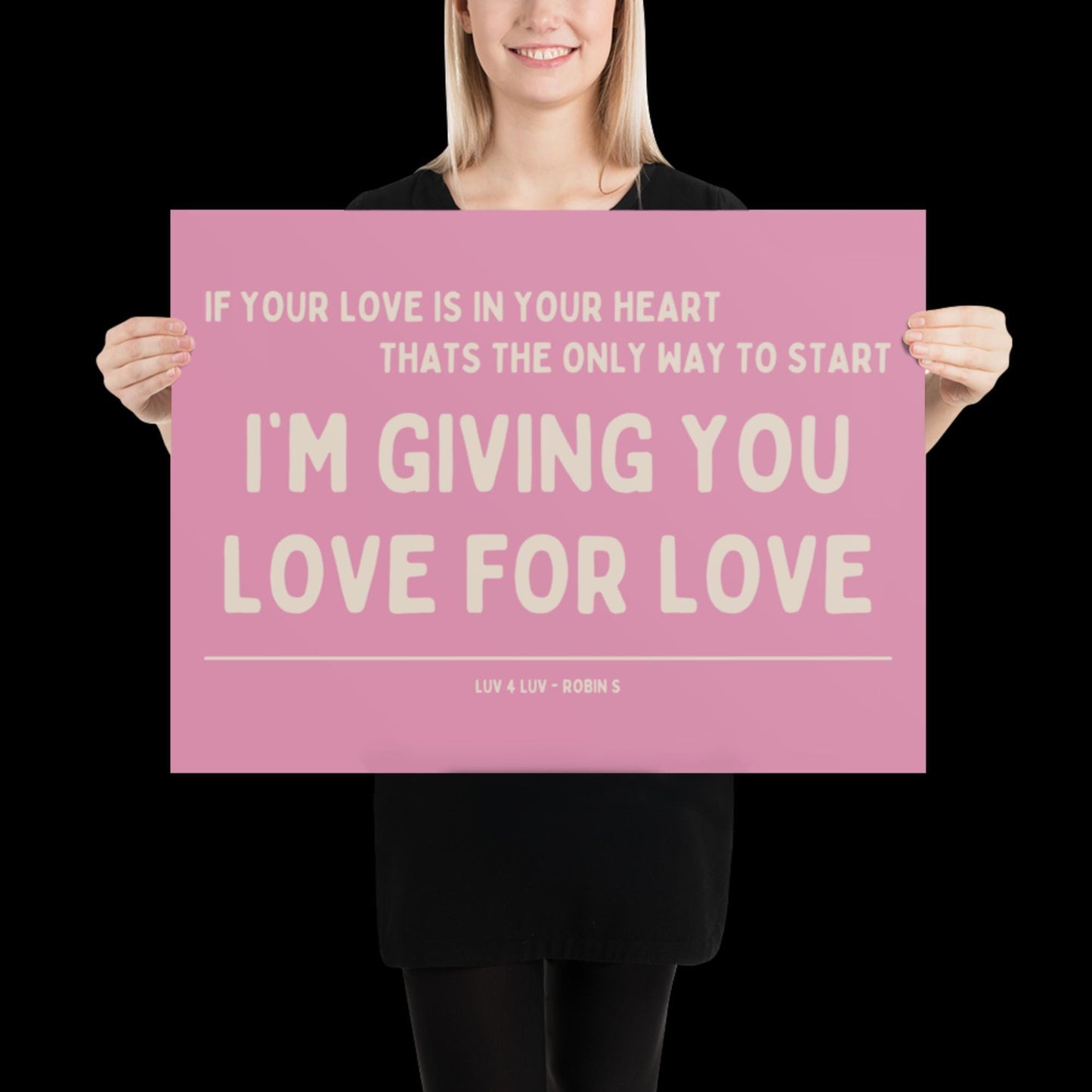 Love for Love (Luv for Luv) Robin S Lyric Print - Pink and Beige - Disco Music Poster Wall Art Retro Inspired Music Bold Typographic Quote