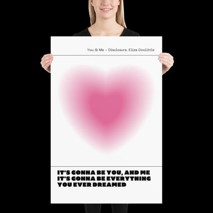 You and Me Pink Heart Aura Print - Disclosure Wall Art for House EDM Ibiza Festival Rave Art Decor House Music Disco Ball Funky
