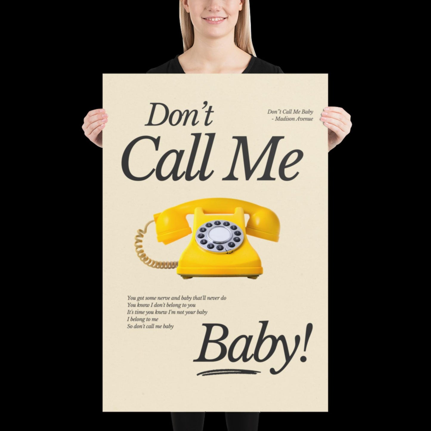 Don't Call Me Baby Print | Madison Avenue | House Music Poster | Lyric Print | Music Poster | Wall Art | House Music | Wall Decor | DJ Ibiza