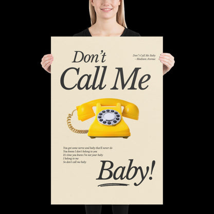 Don't Call Me Baby Print | Madison Avenue | House Music Poster | Lyric Print | Music Poster | Wall Art | House Music | Wall Decor | DJ Ibiza