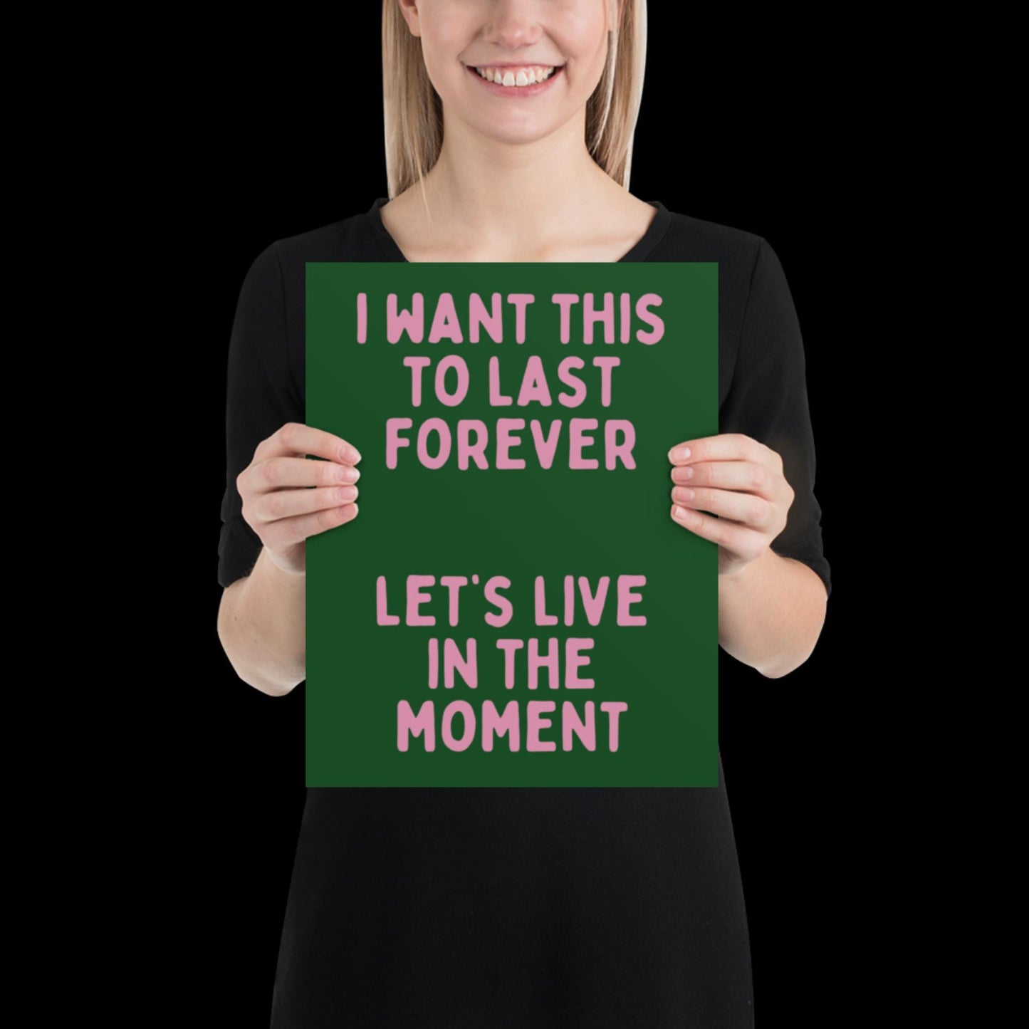 Let's Live in The Moment Green and Pink Wall Print -  Ibiza Colourful Funny Cute Birthday Art Gift Unique Funky House Music Poster Lyrics