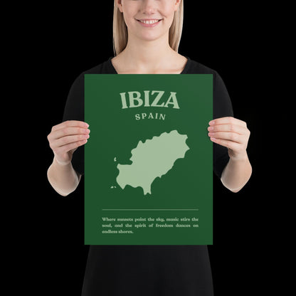 Ibiza Spain Green Wall Print - Ibiza Colourful Funny Cute Birthday Christmas Gift Unique Leopard Cocktail