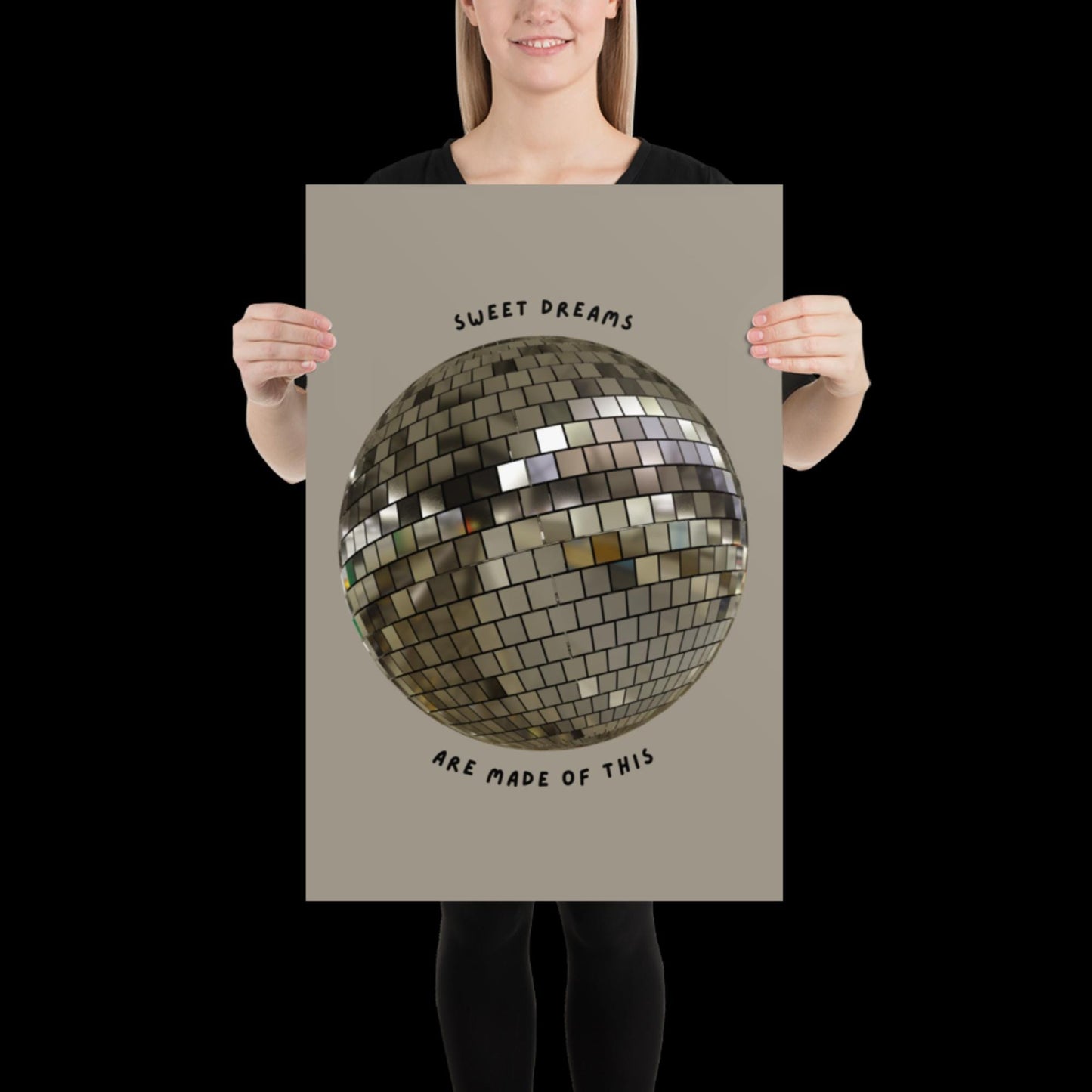 Sweet Dreams are Made of This Silver Disco Ball Wall Print -  Ibiza Colourful Funny Cute Birthday Art Gift Unique Funky House Music Poster