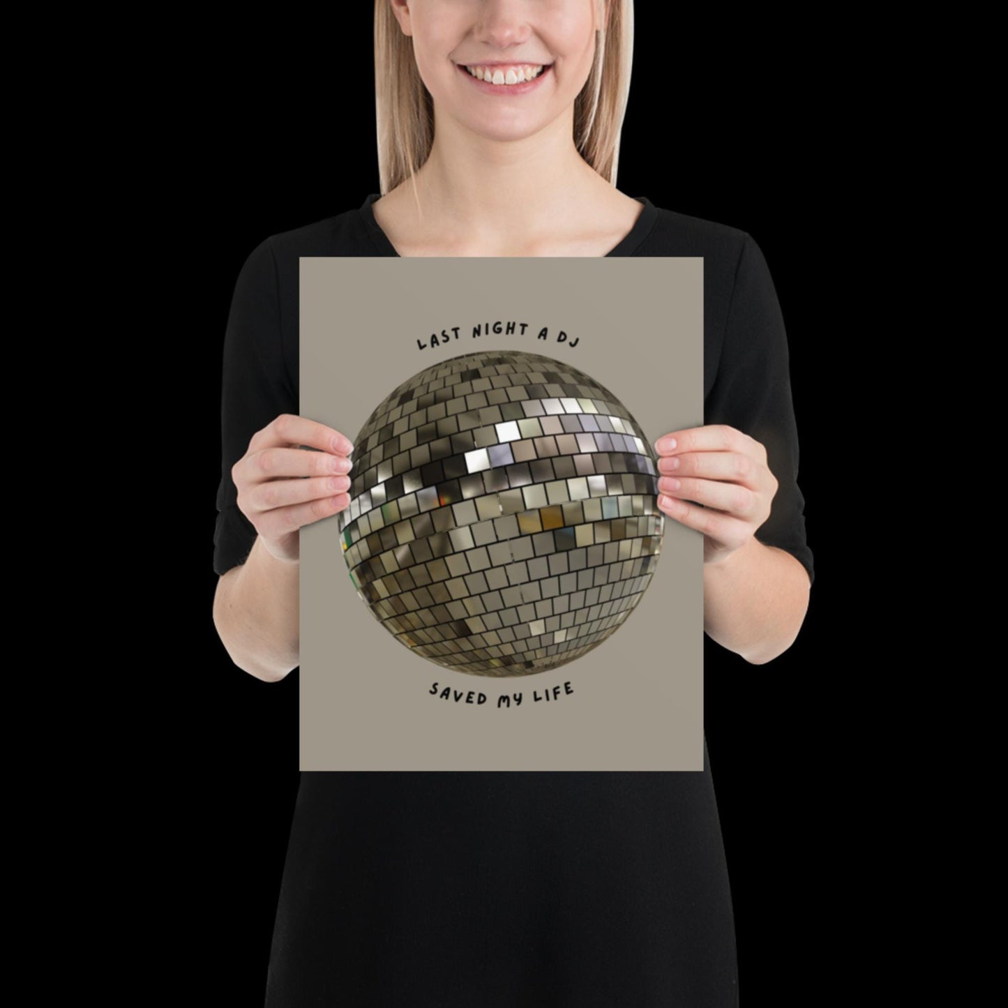 Last Night a DJ Saved My Life Silver Disco Ball Wall Print -  Ibiza Colourful Funny Cute Birthday House Music Gift Unique Art Poster Funky