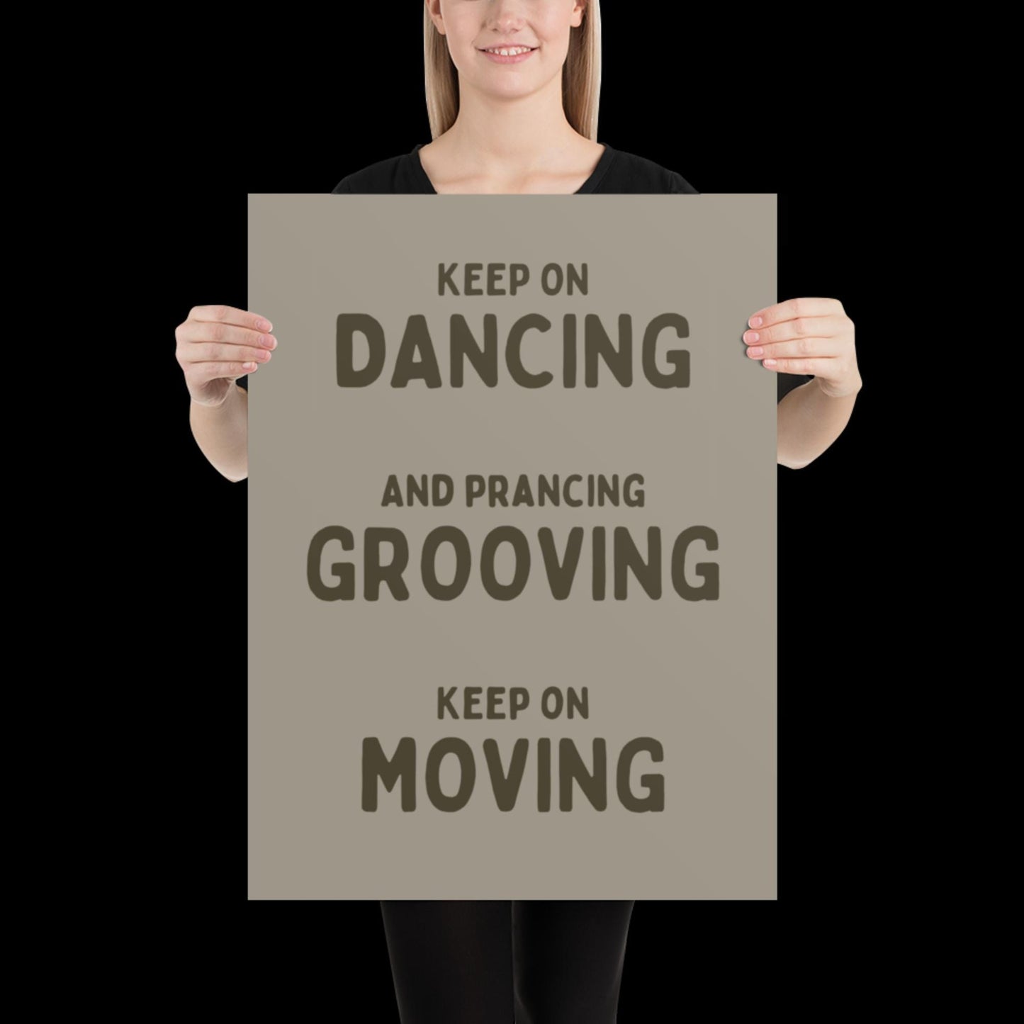 Music is The Answer Typographic Khaki Grey Wall Print - Ibiza Art Bold Typographic Colourful House Music Poster Groovy Bar Disco Funky