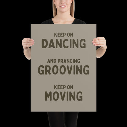 Music is The Answer Typographic Khaki Grey Wall Print - Ibiza Art Bold Typographic Colourful House Music Poster Groovy Bar Disco Funky