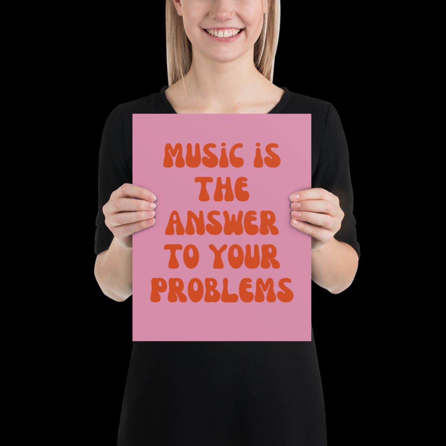 Music is The Answer Lyrics 001 Pink Wall Print -  Ibiza Colourful Funny Cute Birthday Art Gift Unique Funky House Music Poster Disco