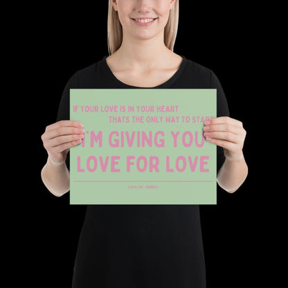 Love for Love (Luv for Luv) Robin S Lyric Print - Green and Pink - Disco Music Poster Wall Art Retro Inspired Music Bold Typographic Quote
