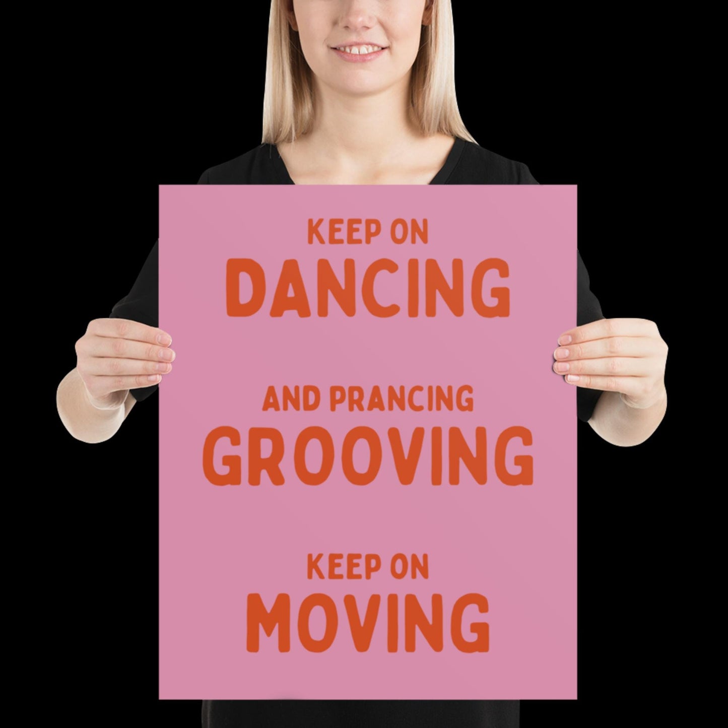 Music is The Answer Typographic Pink and Orange Wall Print - Ibiza Art Bold Typographic Colourful House Music Poster Groovy Bar Disco Funky