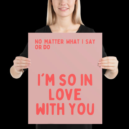 I'm So In Love With You Red Wall Print - Ibiza Colourful Funny Cute Birthday Art Gift Unique Funky House Music Poster Lyrics