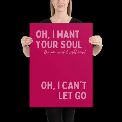 I Want Your Soul Inspired Armand Van Helden Pink Print - Ibiza Art Bold Typographic Colourful House Music Poster Groovy Bar Disco Funky