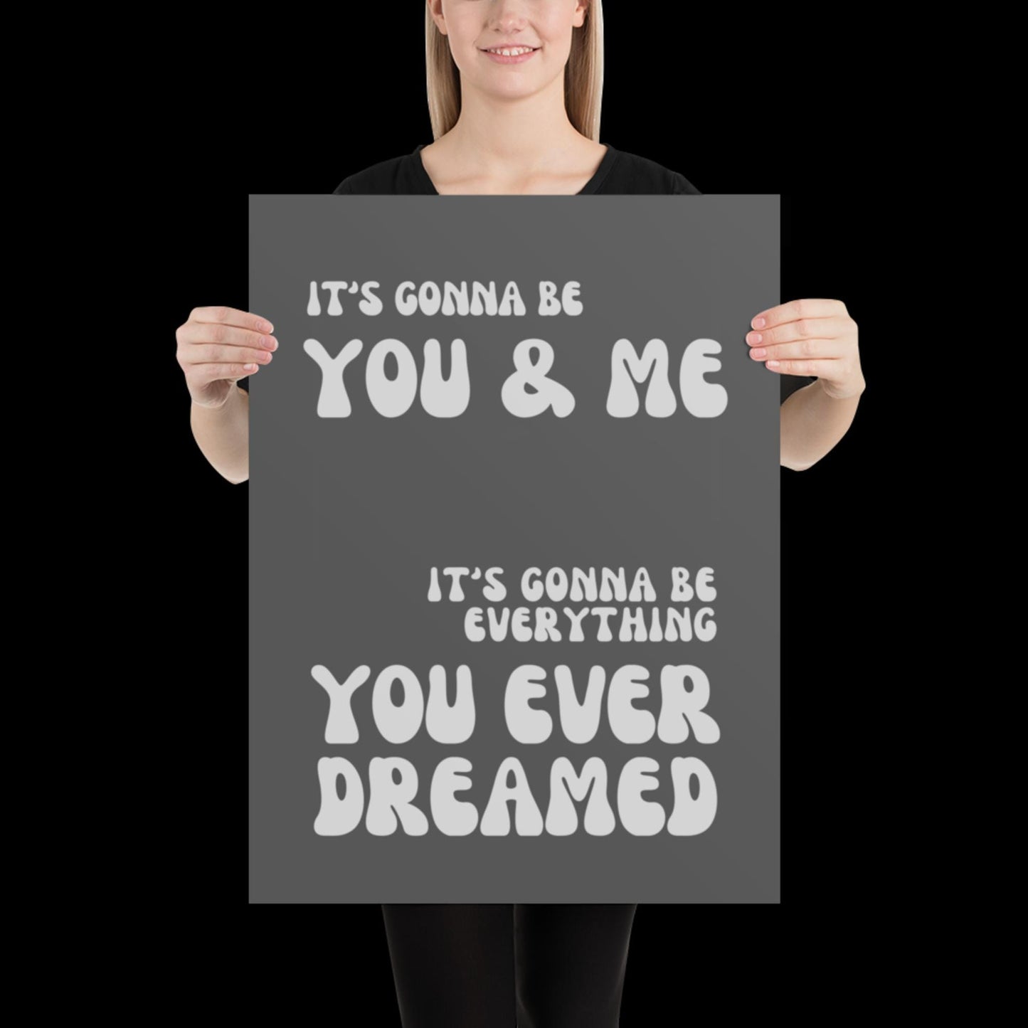 You and Me Grey Silver Lyrics Wall Print - Ibiza Colourful Funny Cute Birthday Christmas Gift Unique Leopard Cocktail House Music