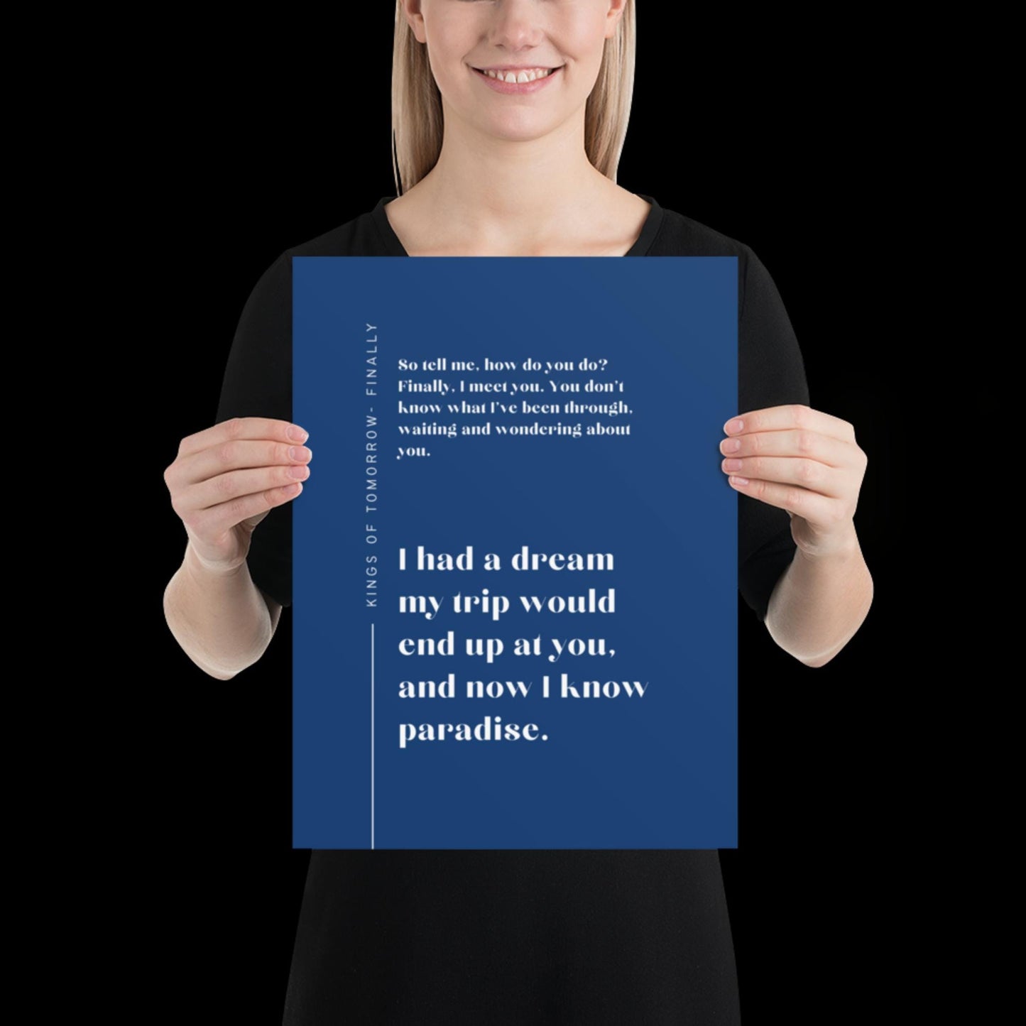 Finally Kings of Tomorrow Inspired Lyric Print Navy Blue - Ibiza Funky Disco House Music A1 A2 A3 Typographic Disco Ball