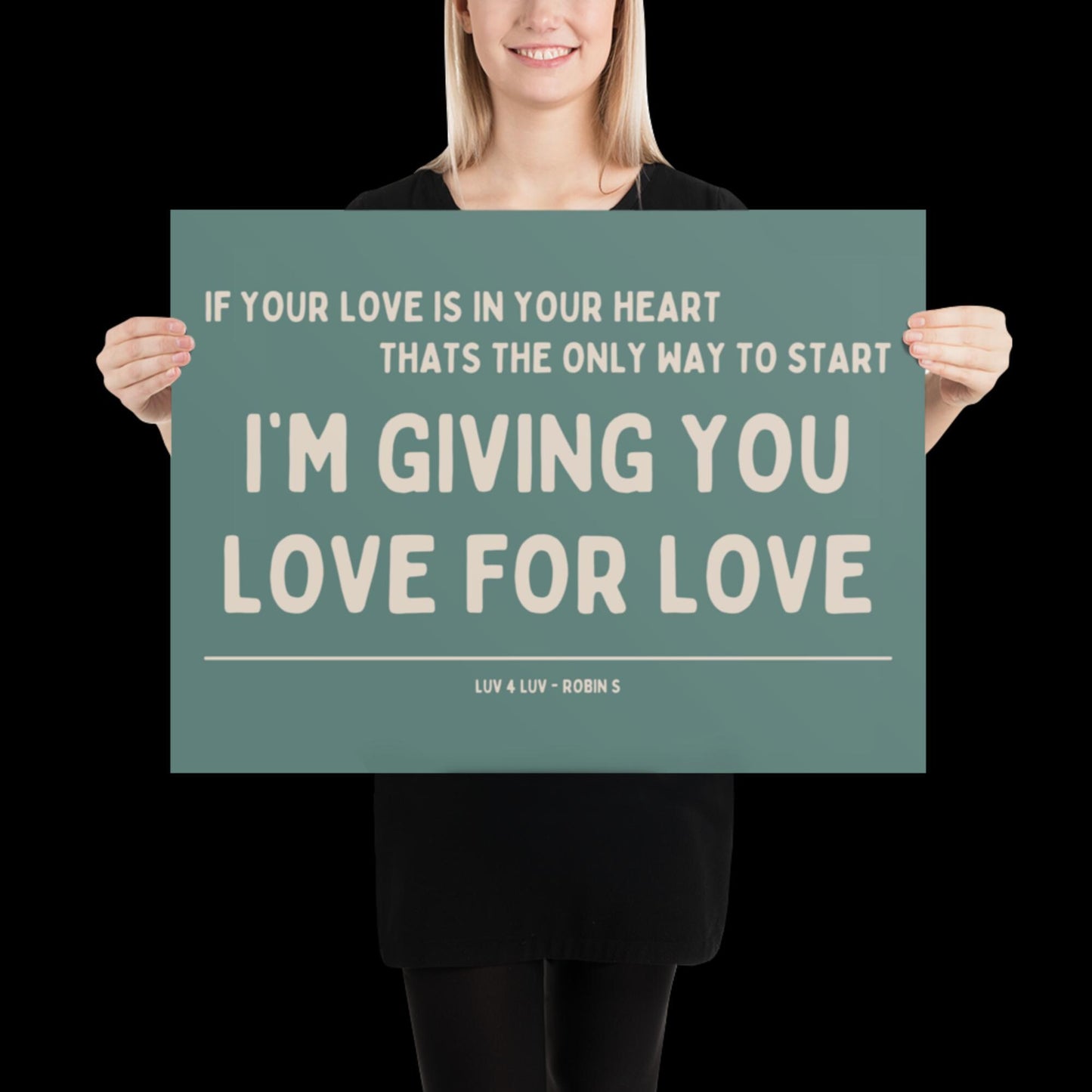 Love for Love (Luv for Luv) Robin S Lyric Print - Blue and Beige - Disco Music Poster Wall Art Retro Inspired Music Bold Typographic Quote